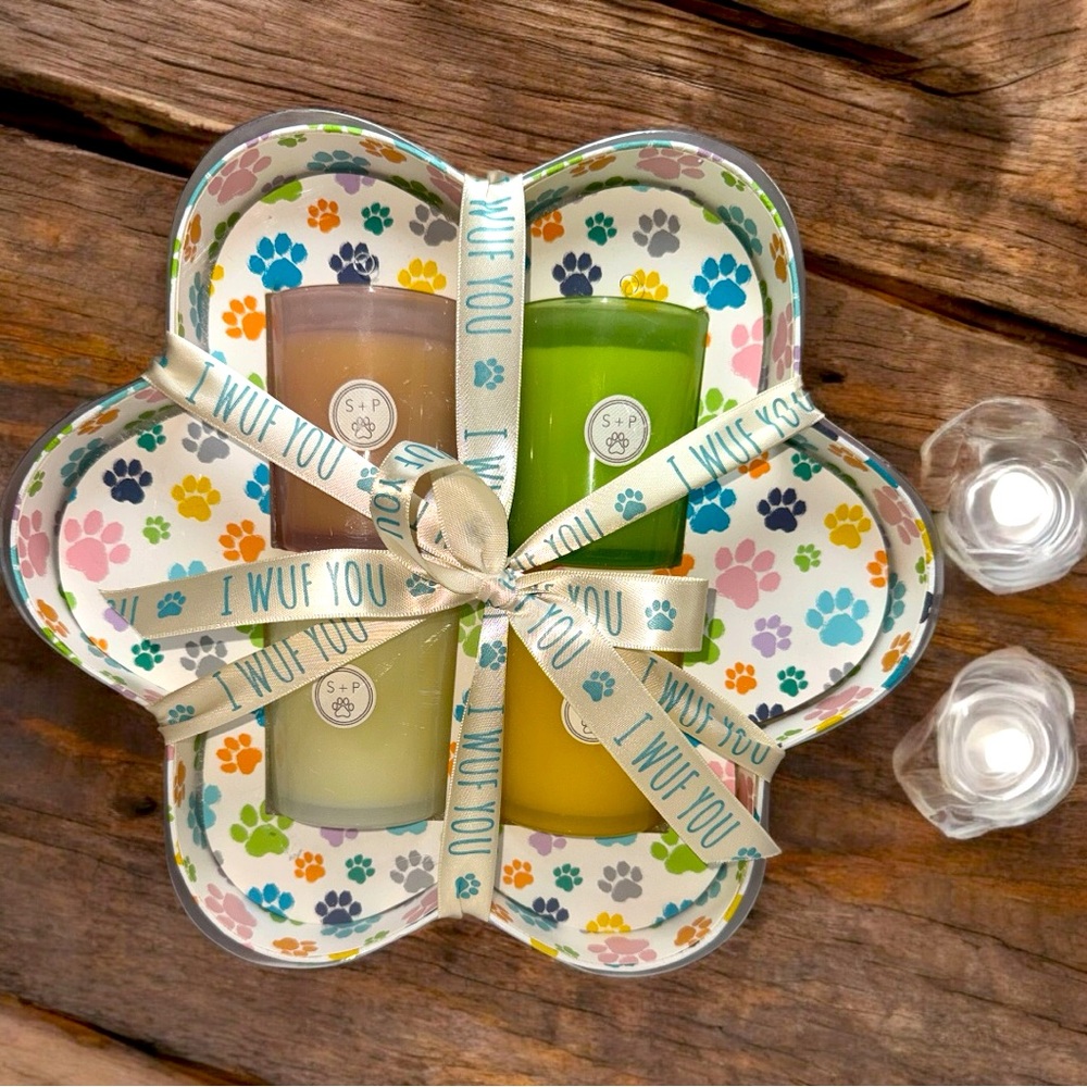 Sand + Paws Pet Odor Neutralizing Gift Set - Glass Jar Candles Set of 4 NIB